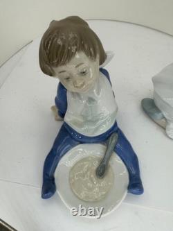 Nao Lladro I'm Full #1074 I love you so much porcelain 2 Figurines Spain 1992