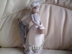 Nao Lladro Large 11.5 Figure Boy & Girl Carrying Basket. A/f See-below