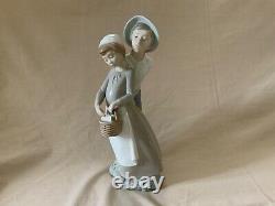 Nao Lladro Large 11.5 Figure Boy & Girl Carrying Basket Excellent First