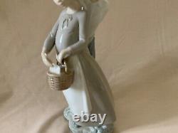 Nao Lladro Large 11.5 Figure Boy & Girl Carrying Basket Excellent First