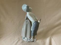 Nao Lladro Large 11.5 Figure Boy & Girl Carrying Basket Excellent First