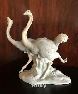 Nao Lladro Pair of Ostriches Ostrich Bird Figures Matt Matte Finish Figurine