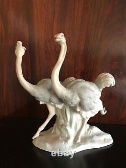 Nao Lladro Pair of Ostriches Ostrich Bird Figures Matt Matte Finish Figurine