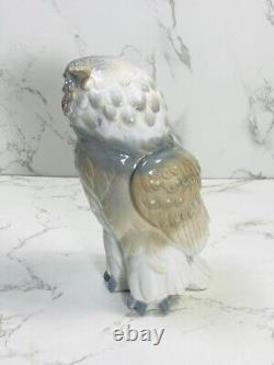 Nao Lladro Short Eared Owl Porcelain Figure Gray & White 6 1/2 1976 VERY NICE