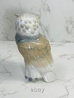 Nao Lladro Short Eared Owl Porcelain Figure Gray & White 6 1/2 1976 VERY NICE