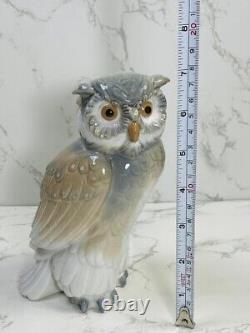 Nao Lladro Short Eared Owl Porcelain Figure Gray & White 6 1/2 1976 VERY NICE