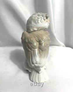 Nao Lladro Short Eared Owl Porcelain Figure Gray & White 6 1/2 1979