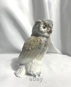 Nao Lladro Short Eared Owl Porcelain Figure Gray & White 6 1/2 1979