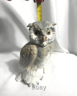 Nao Lladro Short Eared Owl Porcelain Figure Gray & White 6 1/2 1979