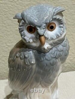 Nao Lladro Short Eared Owl Porcelain Figure Gray & White 7 1976 Spain