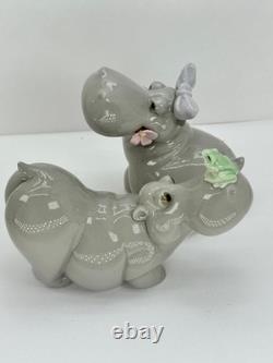 Nao Lladro lakeside Hippo in love Hand Made Spain Figurine Hippopotamus Pair