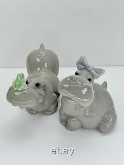 Nao Lladro lakeside Hippo in love Hand Made Spain Figurine Hippopotamus Pair
