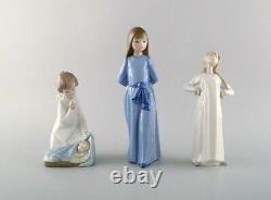 Nao and Lladro. Three porcelain figures. 20th century