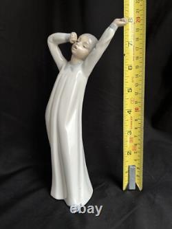 Nao by LLADRO 510 Yawning and Stretching Girl Porcelain Figure Boy Sleepy Spain
