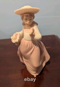 Nao by Lladro Figurine Out for a Stroll Girl Flowers 1988 Spain Golden Moments