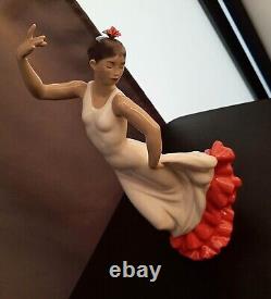 Nao by Lladro Flamenco Dancer in Red and White Dress NEW in Box