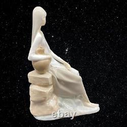 Nao by Lladro Girl Sitting On Rocks With Jug Spain Porcelain Figurine 9.75T 7W