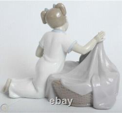 Nao by Lladro, It's Time to Sleep #1417 Girl Tucking Puppy Sculpted Figurine