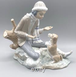 Nao by Lladro Lesson for the Dog #140 Boy with Pup José Luis Santes Martinez VTG