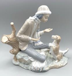 Nao by Lladro Lesson for the Dog #140 Boy with Pup José Luis Santes Martinez VTG