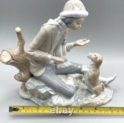 Nao by Lladro Lesson for the Dog #140 Boy with Pup José Luis Santes Martinez VTG