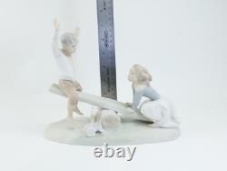 Nao by Lladro Porcelain Figurine Children, Dog on Seesaw, Matte Finish