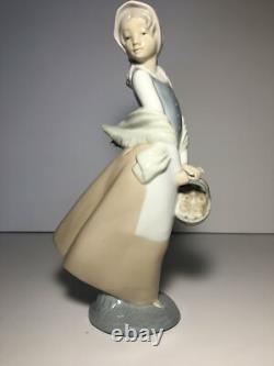 Nao by Lladro Porcelain Figurine Girl with Basket # 4834