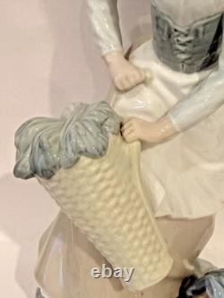 Nao by Lladro Porcelain Figurine Girl with Basket, Excellent Condition