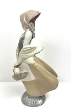 Nao by Lladro Porcelain Figurine Girl with a Basket Handmade in Spain 1980s