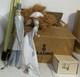 Nao by Lladro Spain 4563 Lovers Couple with Puppy & Parasol Umbrella, 19 1/2 &box