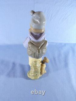 Nao by Lladro girl with rucksack & dog 6250 figurine handmade in spain lladro