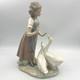 PRISTINE NAO Lladro #286 Teaching the Geese Girl Porcelain Figurine Spain 11in