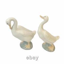 Pair Lladro Nao white duck figurines 1978 Daisa geese porcelain figures