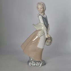 Porcelain Figurine Nao Lladro Peasant Girl with Egg Basket 25cm Porcelain Figurine