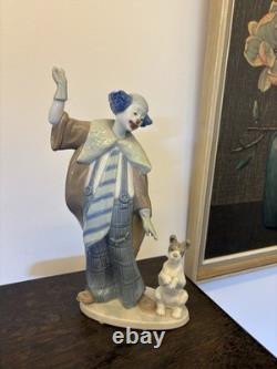 Porcelain Figurine RARE 1980s Lladro Nao Clown Circus Ringmaster with Ball & Dog