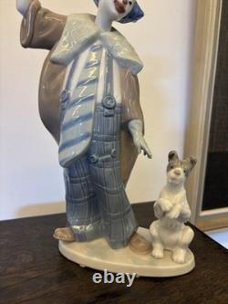 Porcelain Figurine RARE 1980s Lladro Nao Clown Circus Ringmaster with Ball & Dog