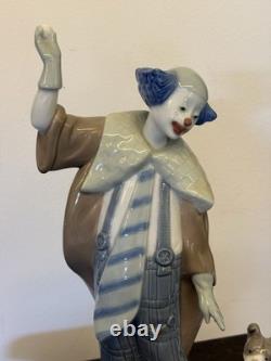 Porcelain Figurine RARE 1980s Lladro Nao Clown Circus Ringmaster with Ball & Dog