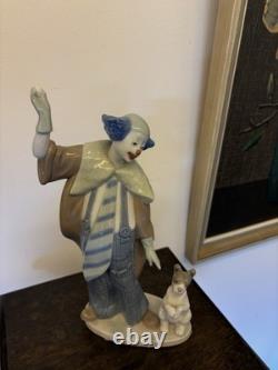 Porcelain Figurine RARE 1980s Lladro Nao Clown Circus Ringmaster with Ball & Dog