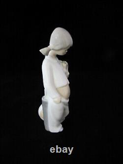 RARE Adorable Vintage Nao Lladro Young Girl in Pj's with Puppy Dog, High Gloss