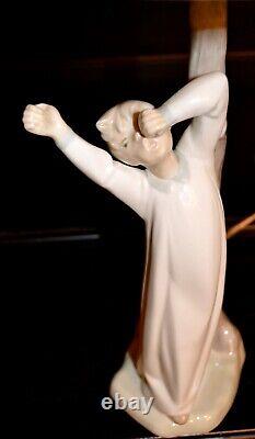 RARE Lladro Nao Boy Yawning Lamp (Mint Condition, Tested Works) Glaze Finish