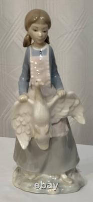 RARE NAO By Lladro Porcelain Girl With Goose, Made In Spain