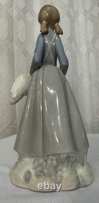 RARE NAO By Lladro Porcelain Girl With Goose, Made In Spain