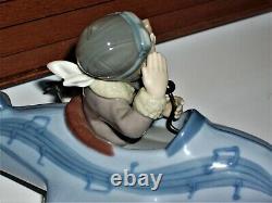 RETIRED Lladro OVER THE CLOUDS 5697 BOY AIRPLANE BIRDS SKY