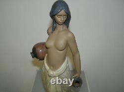 Rare Beautiful Lladro Porcelain 2323 Water Girl Lady Semi Naked Nude Figurine Bx