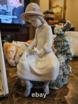 Rare Collectible Lladro Nao Spain Girl Dove On Bench Figurine 1983 B-7 Ju In Box