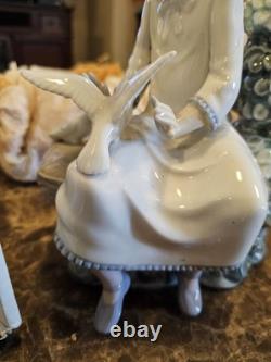 Rare Collectible Lladro Nao Spain Girl Dove On Bench Figurine 1983 B-7 Ju In Box