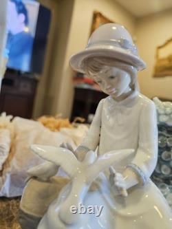 Rare Collectible Lladro Nao Spain Girl Dove On Bench Figurine 1983 B-7 Ju In Box