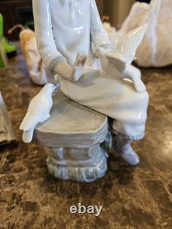 Rare Collectible Lladro Nao Spain Girl Dove On Bench Figurine 1983 B-7 Ju In Box