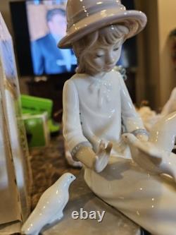 Rare Collectible Lladro Nao Spain Girl Dove On Bench Figurine 1983 B-7 Ju In Box