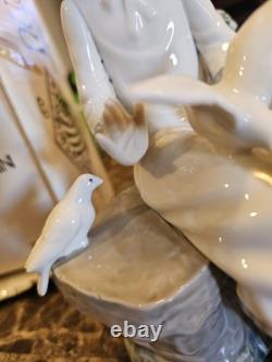Rare Collectible Lladro Nao Spain Girl Dove On Bench Figurine 1983 B-7 Ju In Box